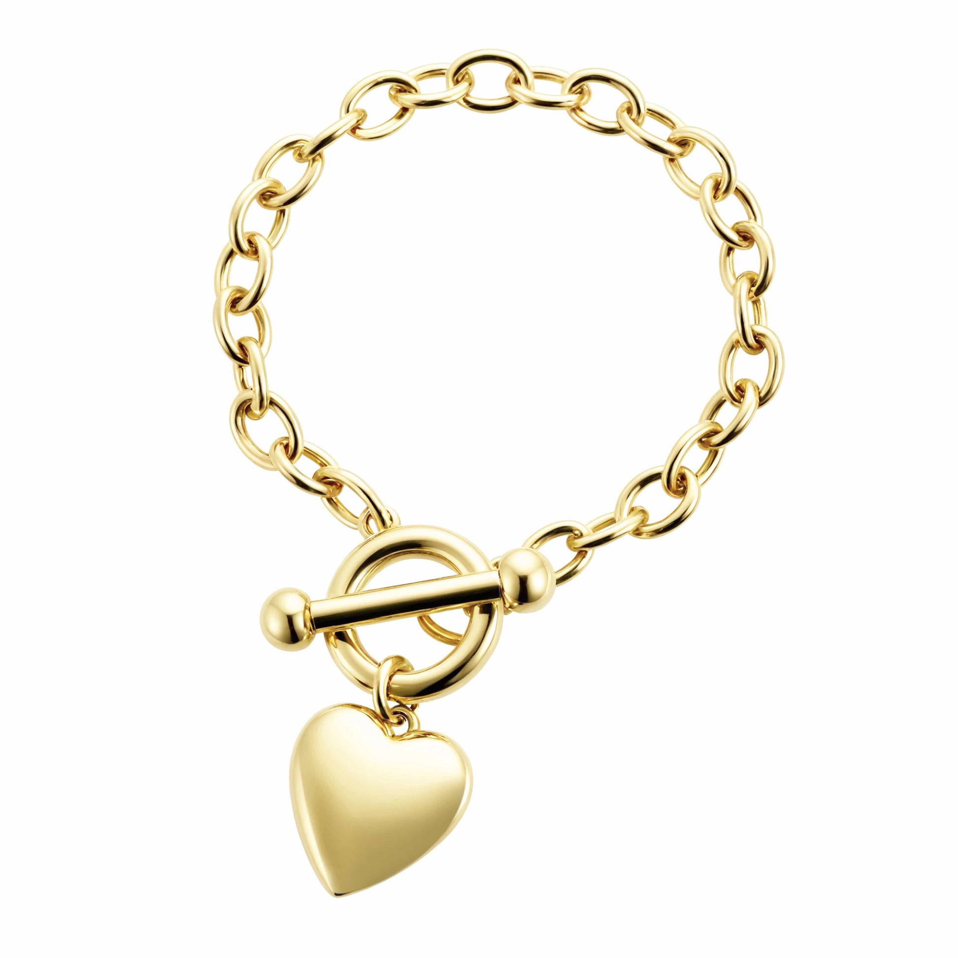 ALL WEAR Bracelets 7" to 8" / Gold Toggle Heart Bracelet 6mm - Gold