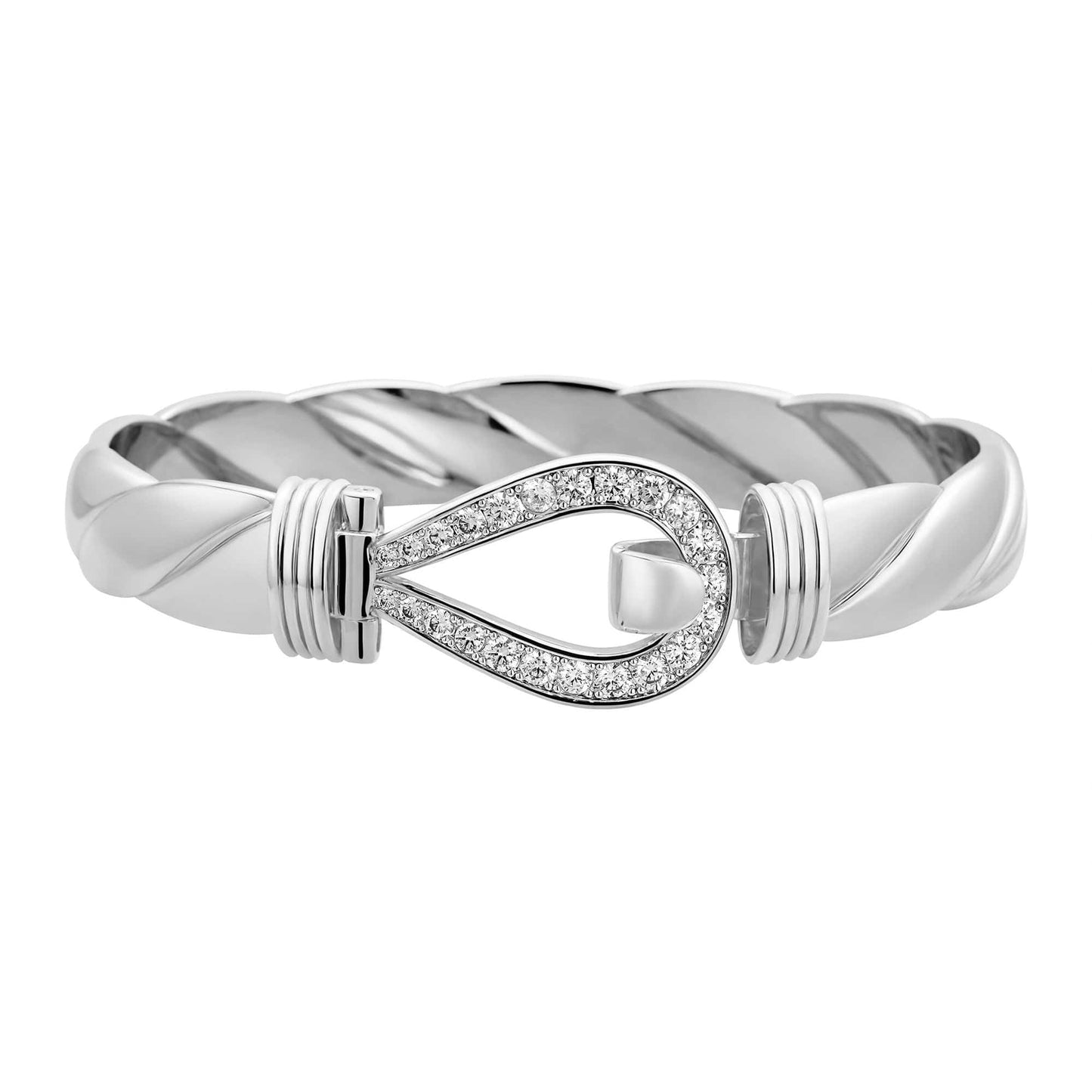 Luxury waterproof white gold bangle bracelet, tarnish-resistant for everyday wear.