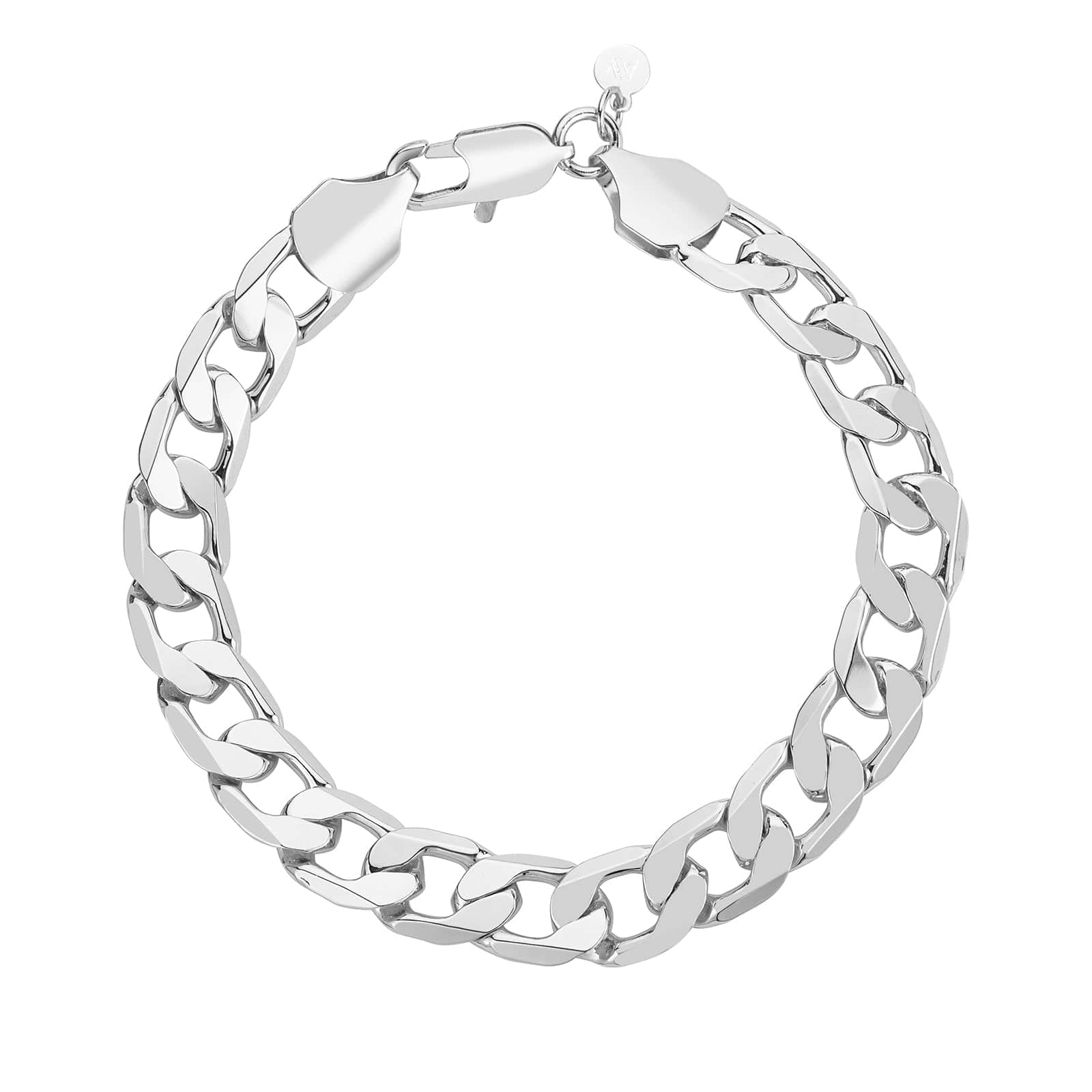 White Gold Dipped Bracelets 8 inches / 18K White Gold Curb Bracelet 12mm - White Gold