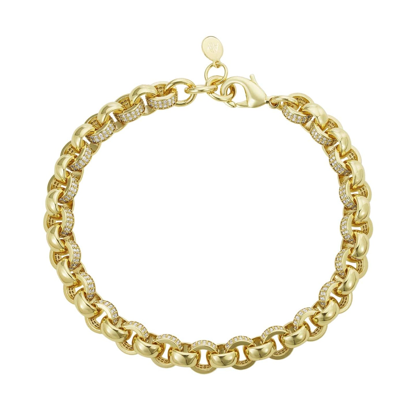 Gold Dipped, CZ Diamonds Bracelets Diamond Belcher Bracelet 8mm - Gold