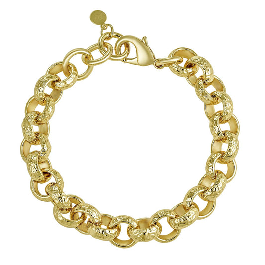 Gold Dipped Bracelets Patterned Belcher Bracelet 12mm - Gold