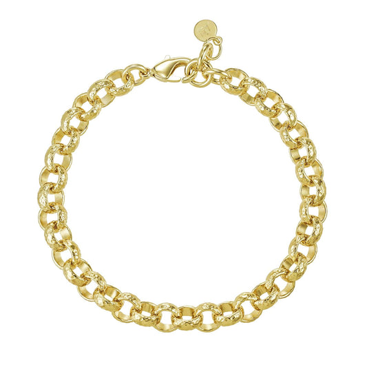 Gold Dipped Bracelets Patterned Belcher Bracelet 8mm - Gold