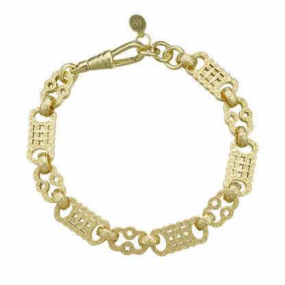 Gold Dipped Bracelets Stars & Bars Bracelet 9mm - Gold (Albert Clasp)