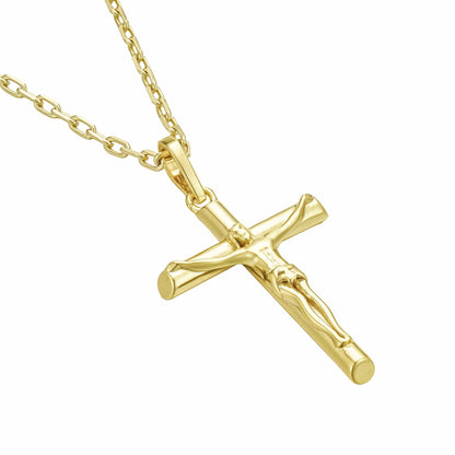 All Wear Jewellery Cable Crucifix Pendant - Gold