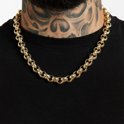 ALL WEAR Chains 20" / Gold Hammered Patterned Belcher Chain 12mm - Gold (Albert Clasp)