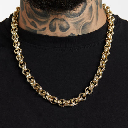 ALL WEAR Chains 24" / Gold Hammered Patterned Belcher Chain 12mm - Gold (Albert Clasp)