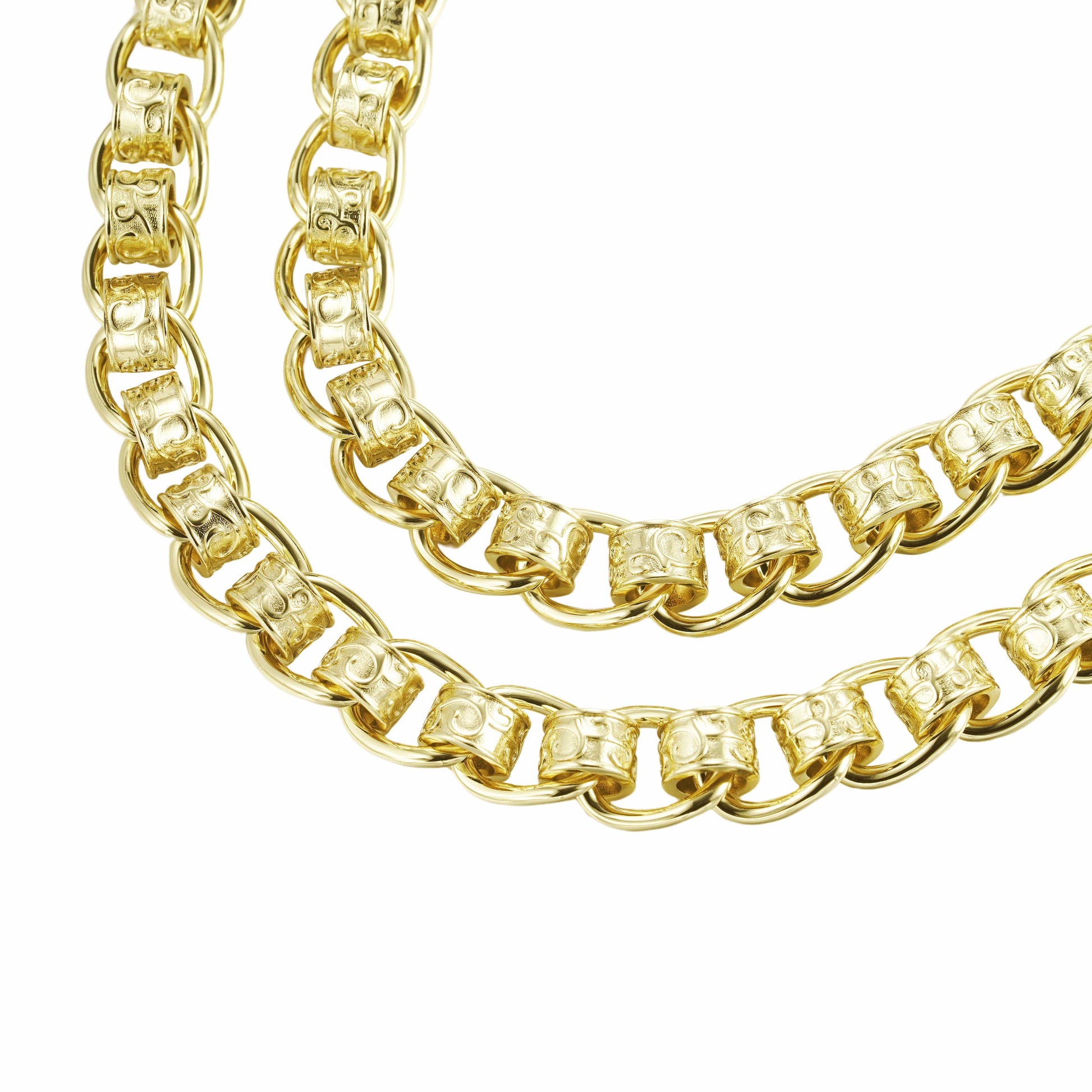 Gold Dipped Chains Patterned Rollerball Chain 11mm - Gold