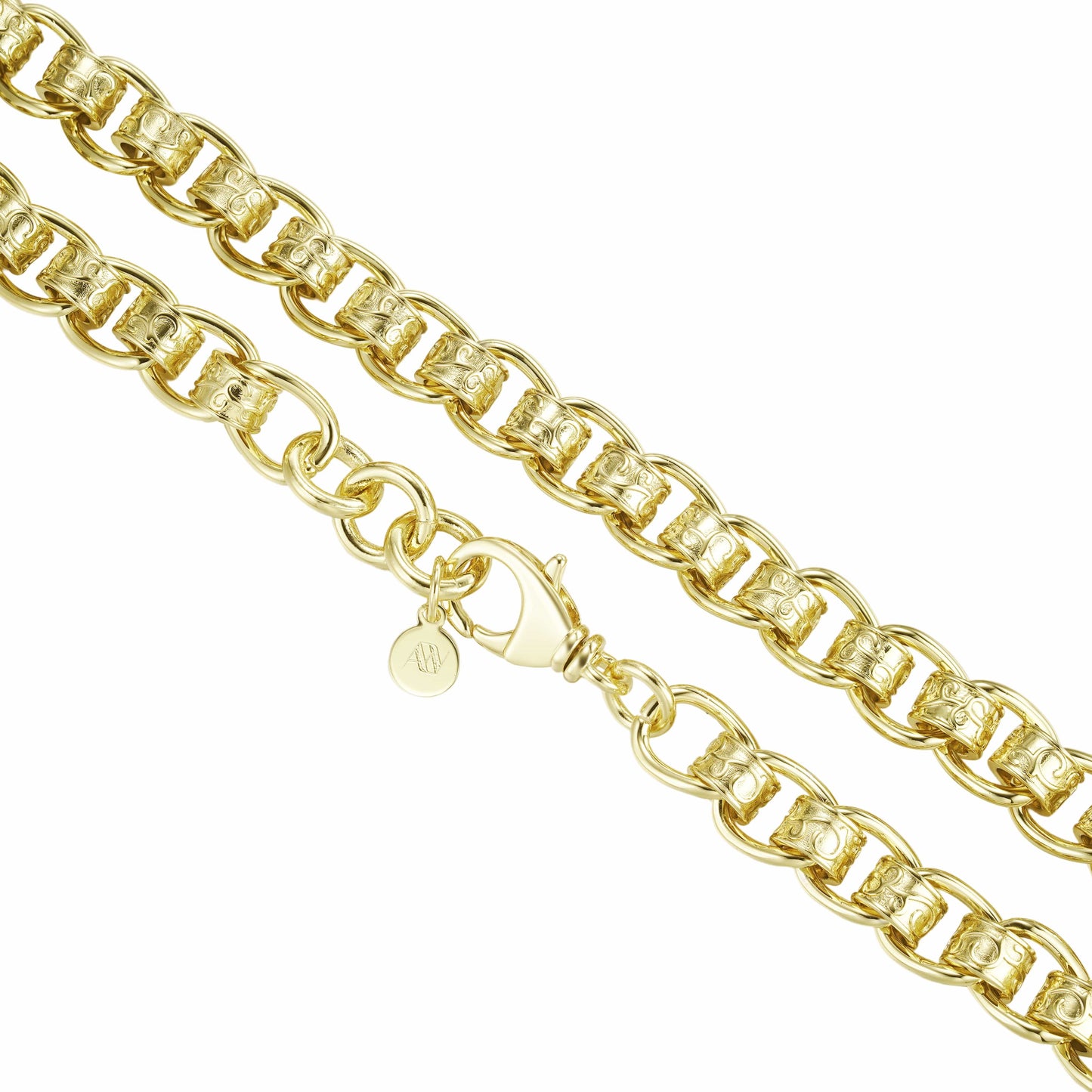 Gold Dipped Chains Patterned Rollerball Chain 11mm - Gold