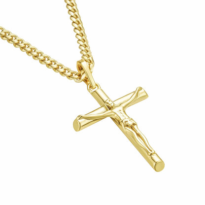 All Wear Jewellery Cuban Crucifix Pendant - Gold