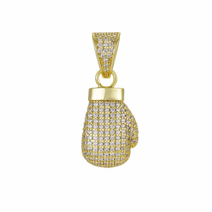 Godl Dipped, CZ Diamonds Diamond Boxing Glove Pendant - Gold