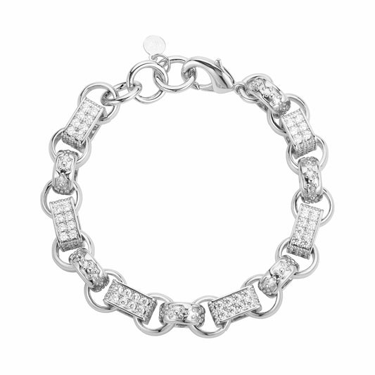 ALL WEAR Diamond Gypsy Link Bracelet 13mm - White Gold