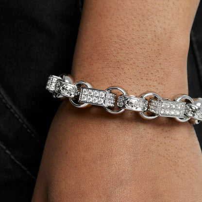 ALL WEAR Diamond Gypsy Link Bracelet 13mm - White Gold