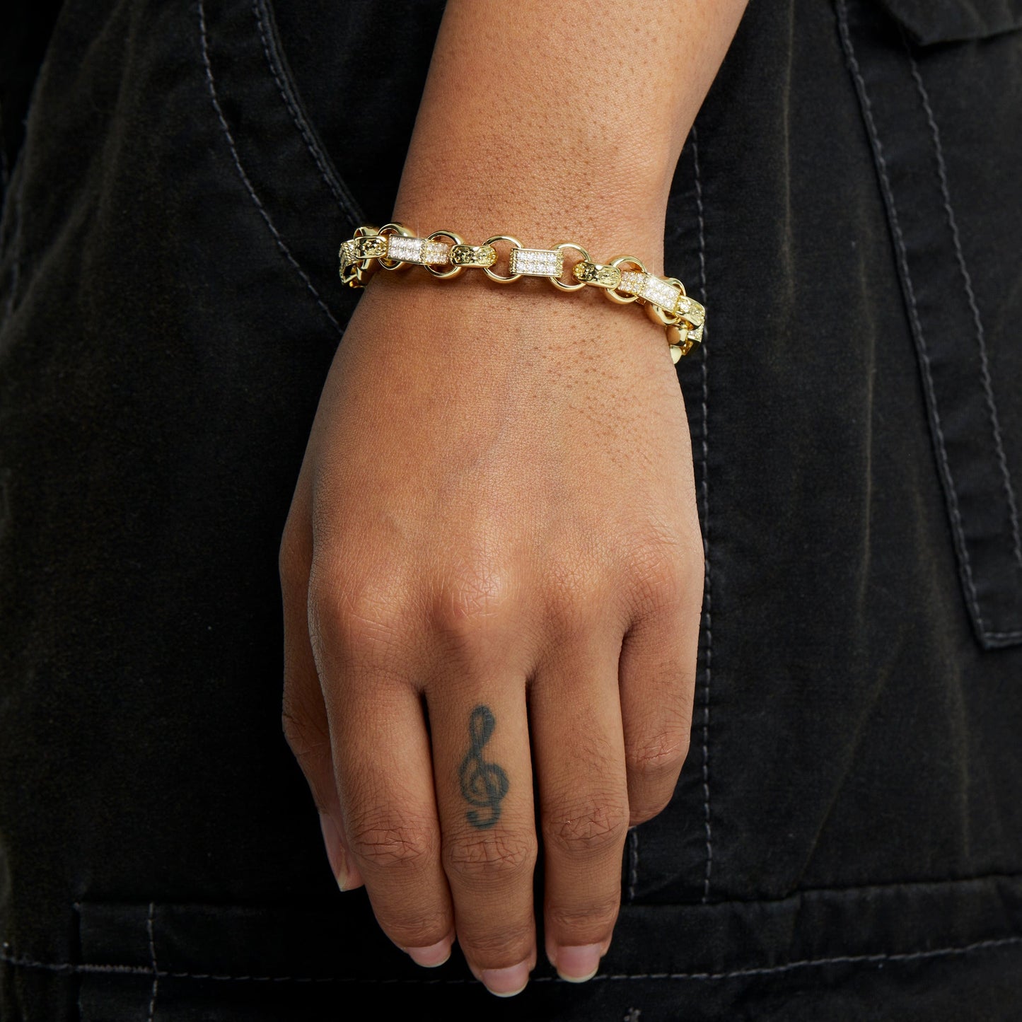 ALL WEAR Diamond Gypsy Link Bracelet 9mm - Gold