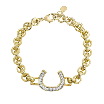 ALL WEAR Diamond Horseshoe Belcher Bracelet 8mm - Gold