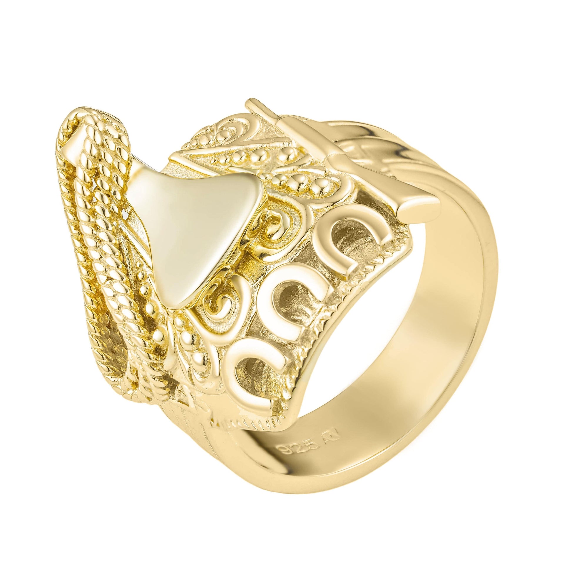 Gold Dipped Mexican Horse Saddle Ring - Gold