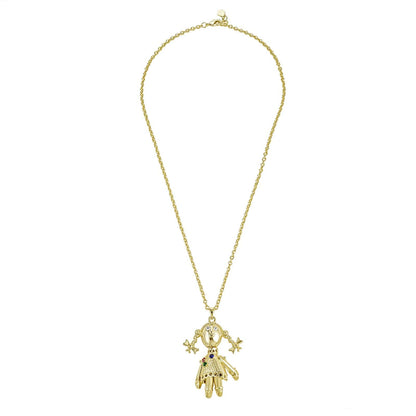 Gold Dipped, CZ Diamonds Micro Emerald Rag Doll Pendant - Gold