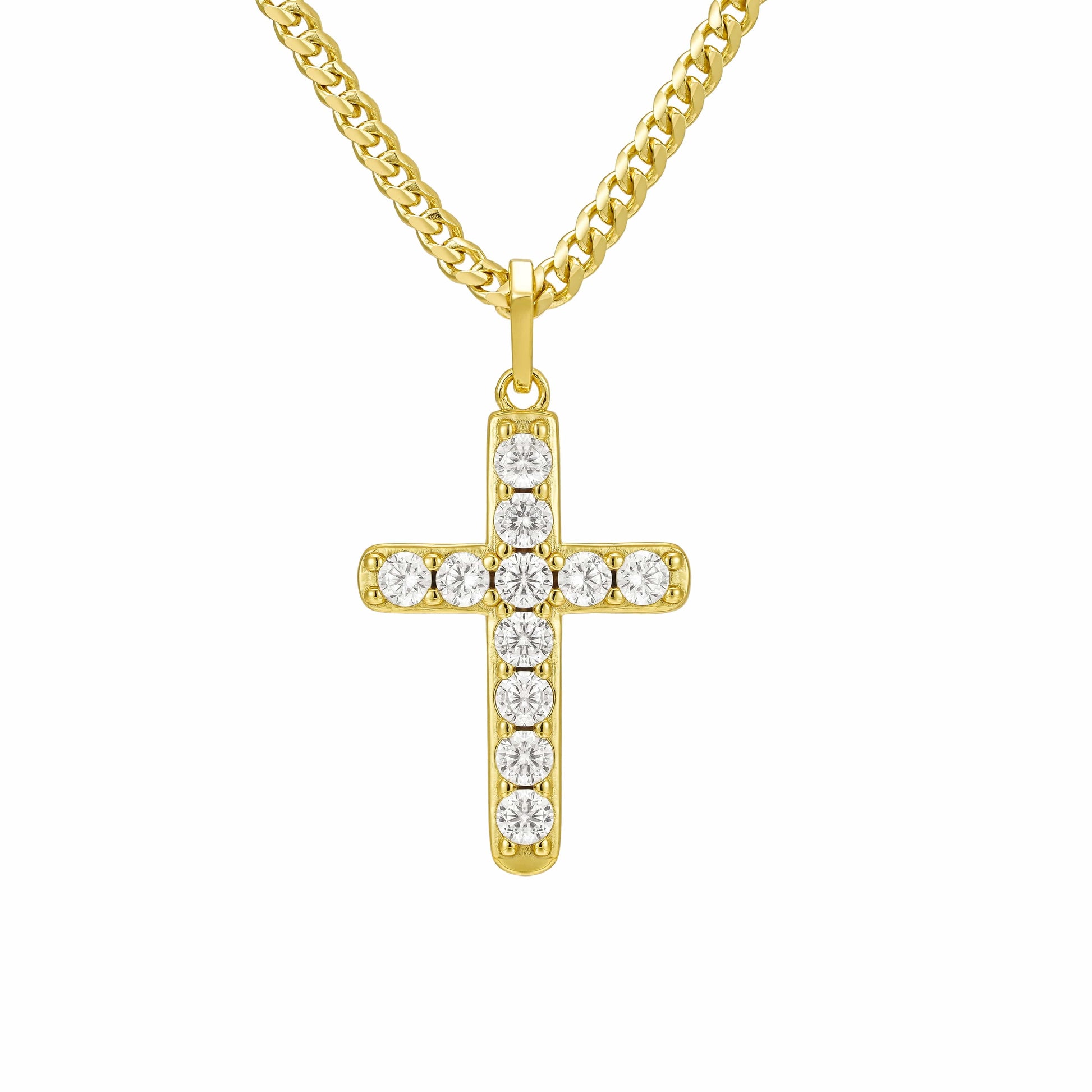 All Wear Jewellery Micro Studded Cross Pendant - Gold