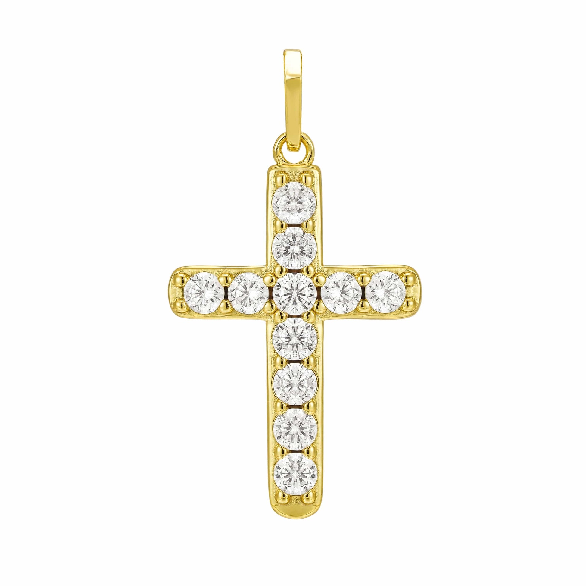 All Wear Jewellery Micro Studded Cross Pendant - Gold