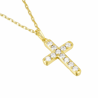 All Wear Jewellery Micro Studded Cross Pendant - Gold