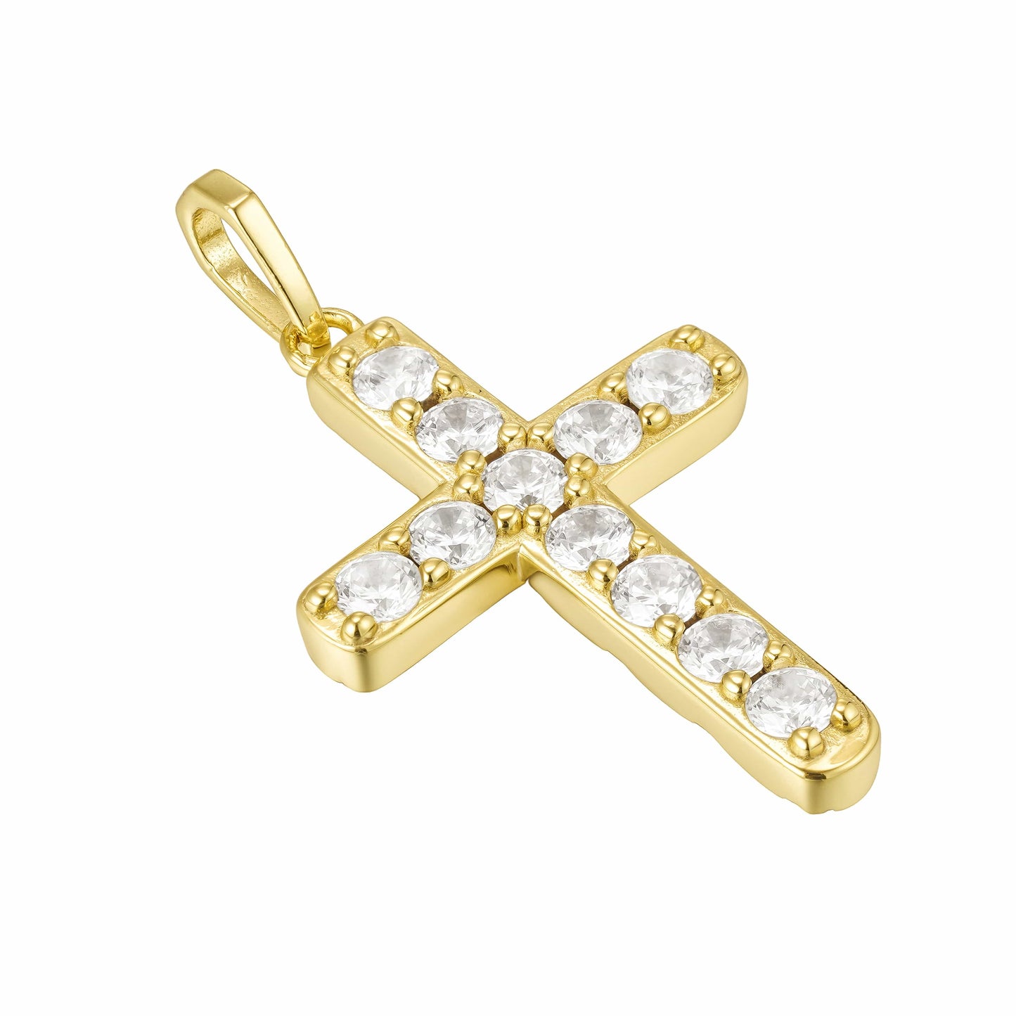 All Wear Jewellery Micro Studded Cross Pendant - Gold