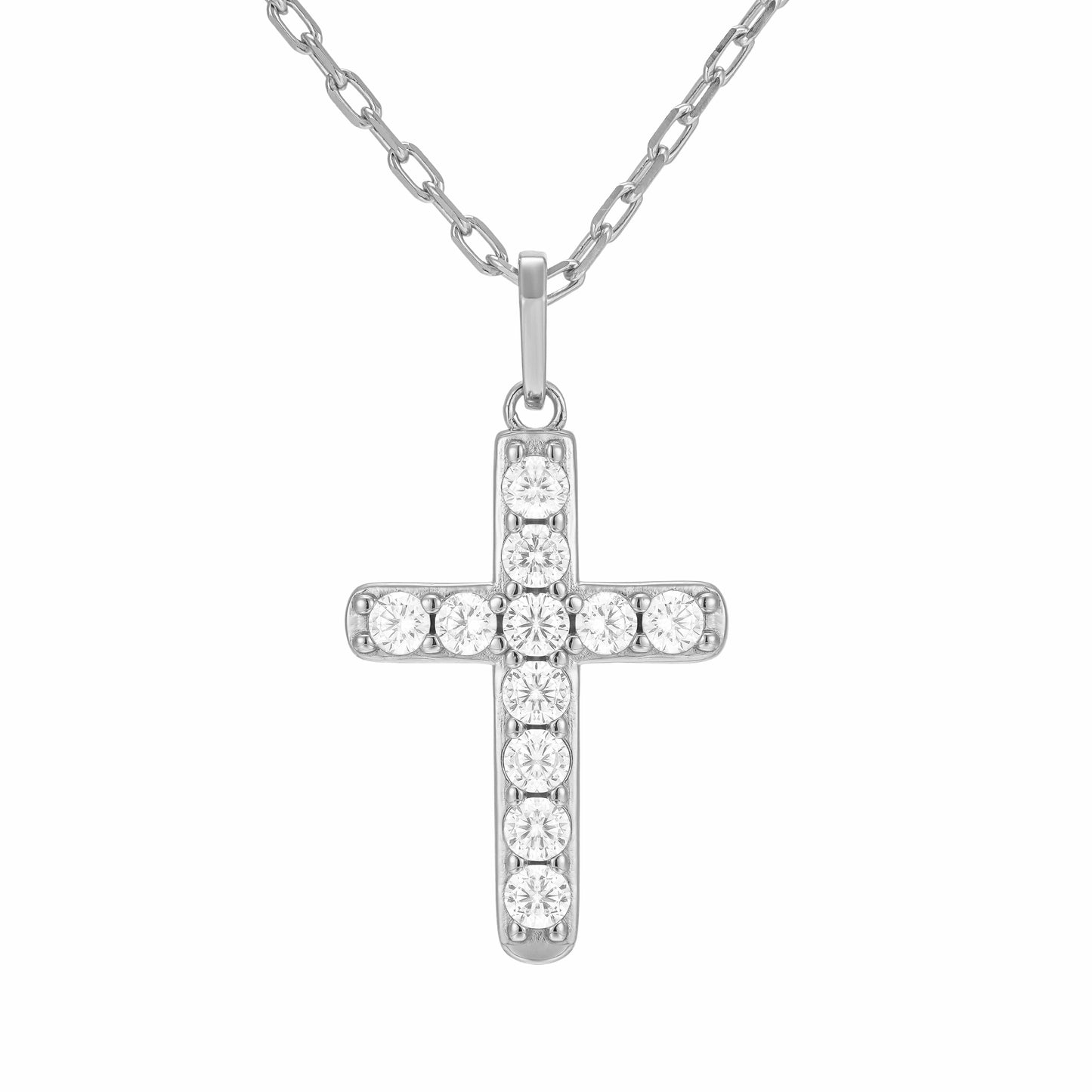 All Wear Jewellery Micro Studded Cross Pendant - Silver