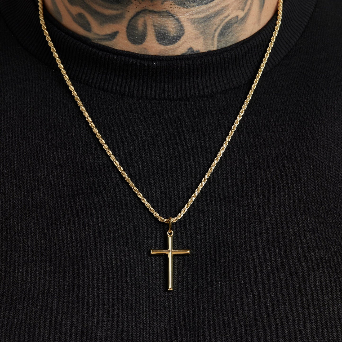 ALL WEAR Rope / Gold Cross Pendant - Gold