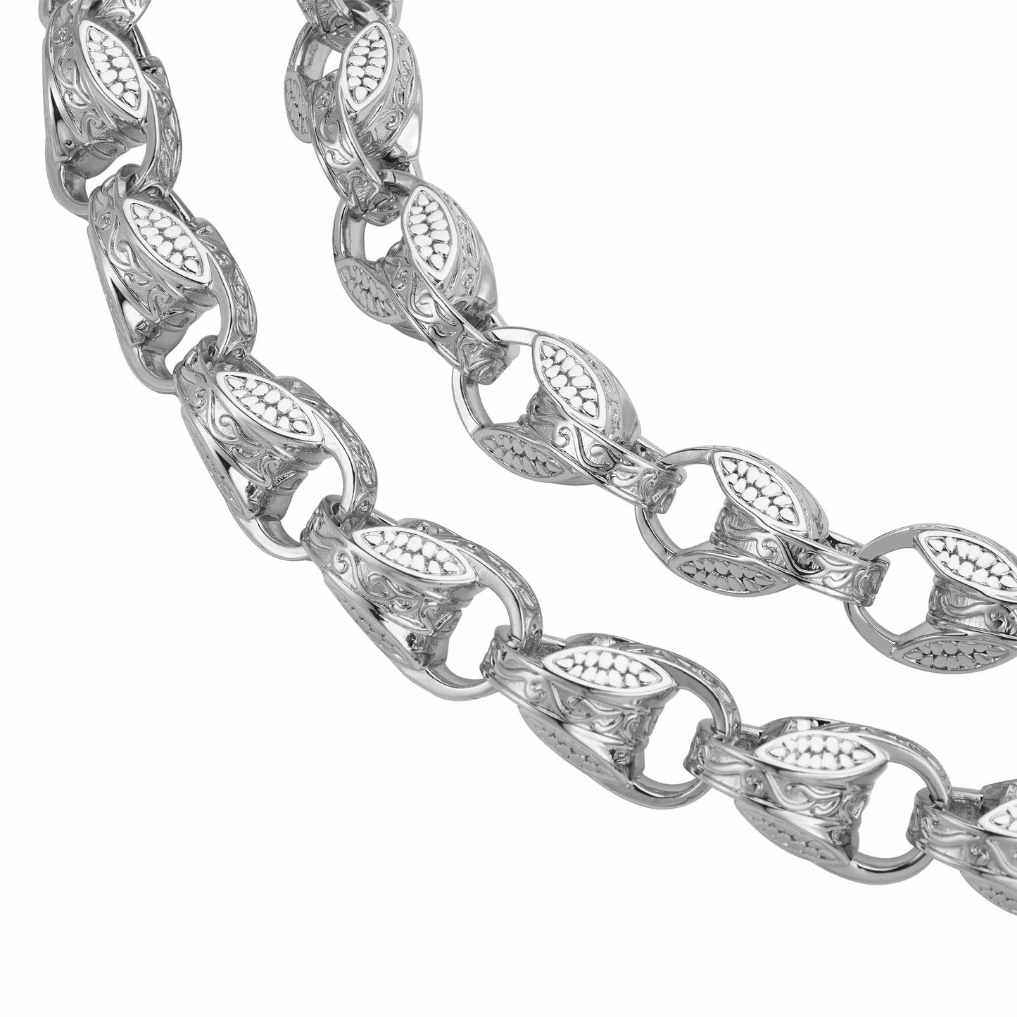 italian-Made Tulip Chain 12mm - White Gold